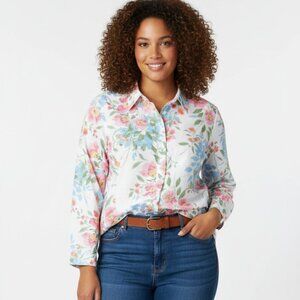 Vintage Style Alfred Dunner 3X NWT Cotton Blend Garden Party Button-Up Shirt